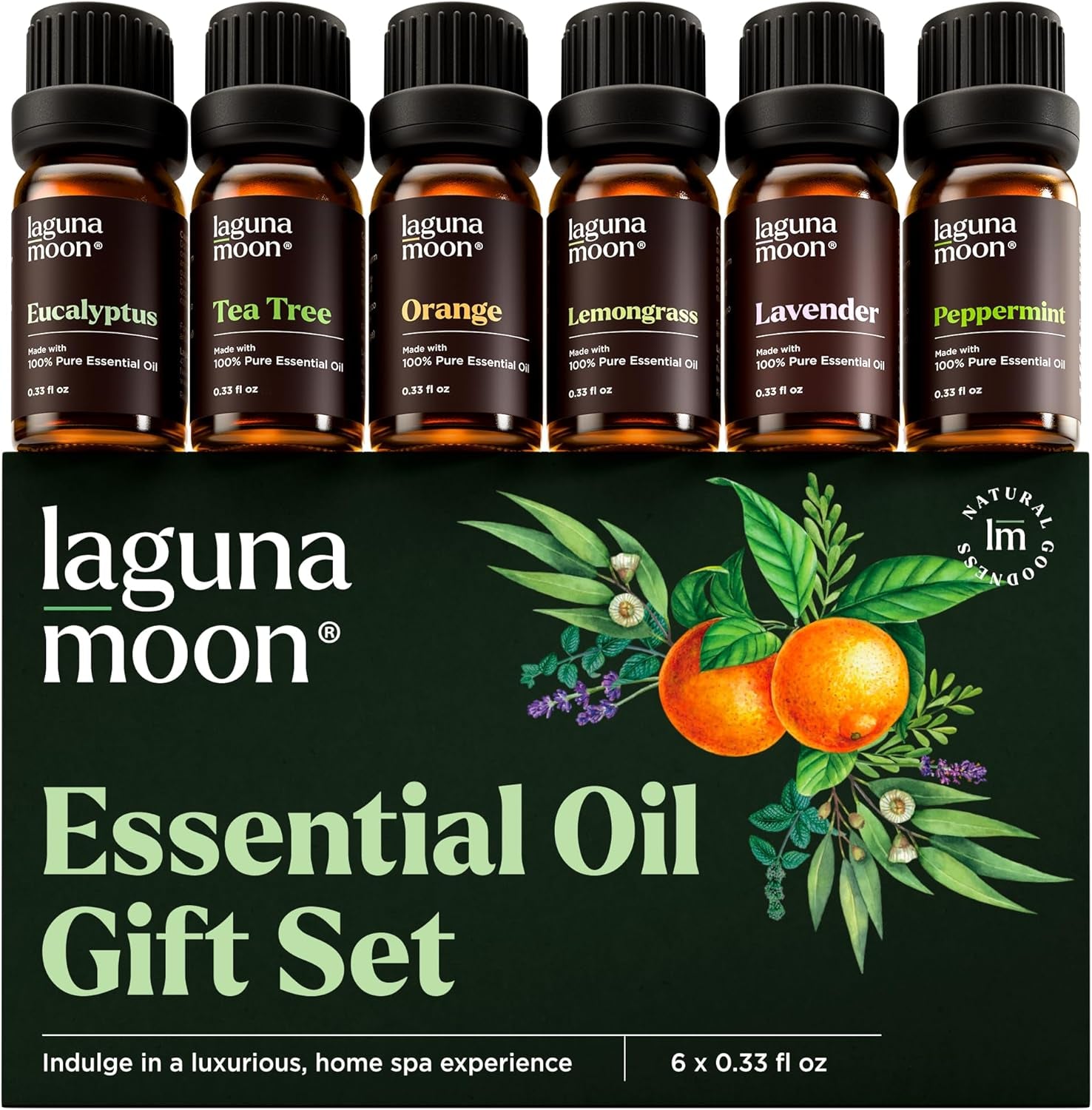 Essential Oils Set - Top 6 Blends for Diffusers, Home Care, Candle Making Scents, Fragrance, Aromatherapy, Humidifiers, Gifts - Peppermint, Tea Tree, Lavender, Eucalyptus, Orange (10Ml)