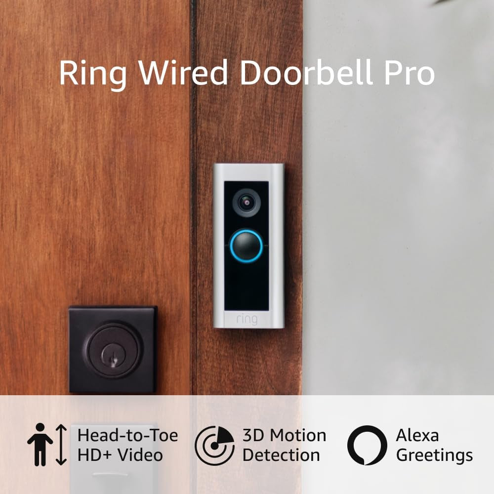 Wired Doorbell Pro (Video Doorbell Pro 2) with  Floodlight Cam Wired (White) and  Alarm 14-Piece (White)