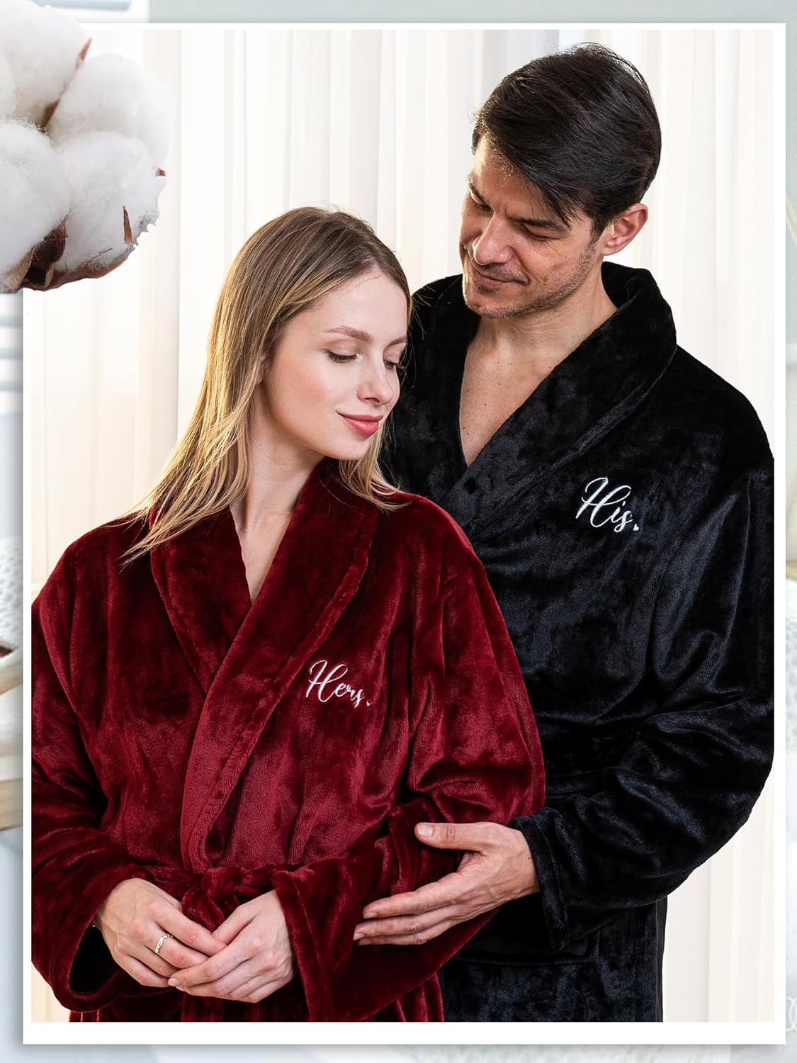 2 Pcs His and Hers Robes for Couples Mr and Mrs Bathrobes Embroidered Matching Robes Valentine'S Day Engagement Gifts