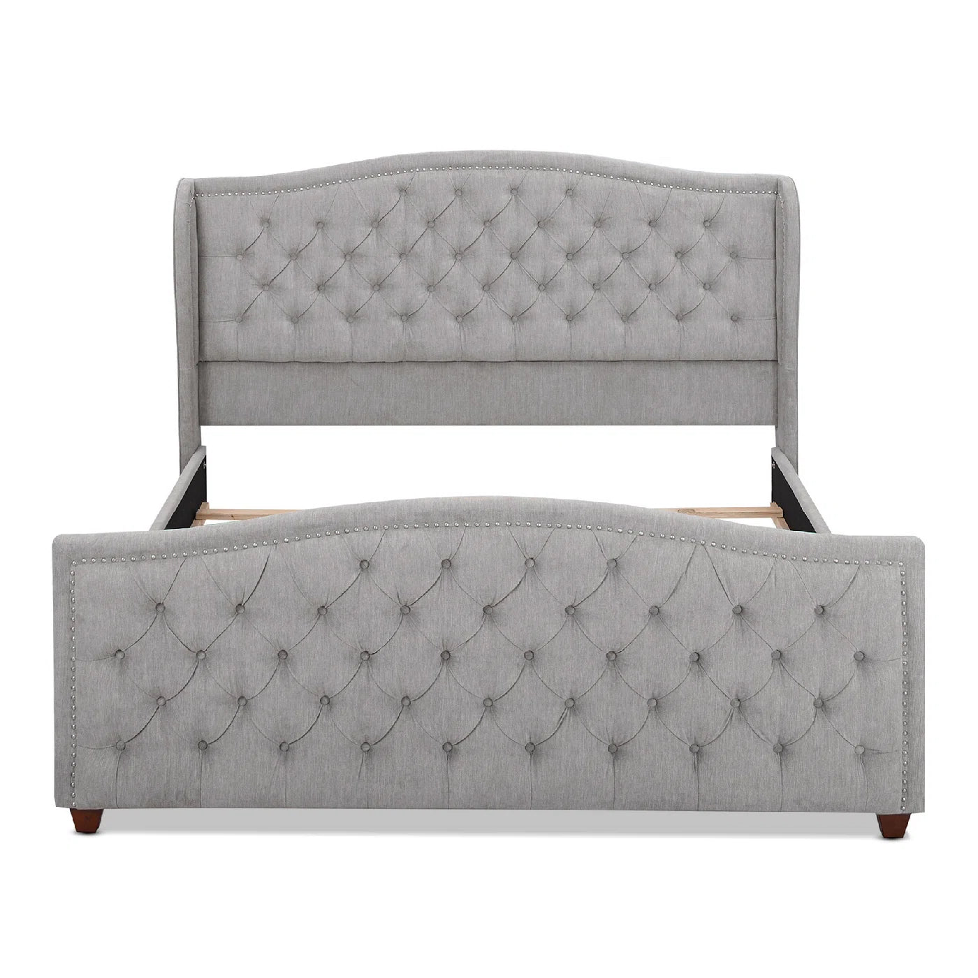 Manor Coleman Upholstered Wingback Bed | Elegant Tufted Headboard, Luxurious Linen Fabric, and Timeless Design for a Cozy Bedroom Retreat